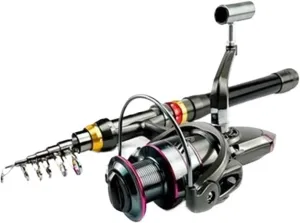Carbon Fiber Pattern Fishing Rod and Reel Combo Super Hard Telescopic Fishing Pole Spinning Reel Kit Max Resist 3-8kg