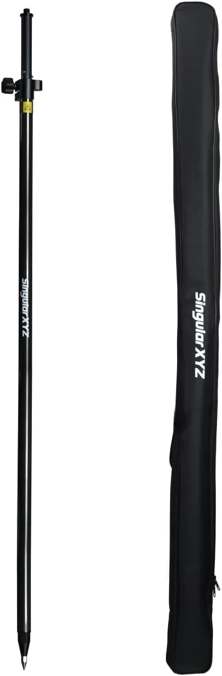 Carbon Fiber Prism Pole, GPS Survey Pole - Telescopic 8.5’/2.6m with Quick-Release Clamp, 10 Position Snap Lock, Metric-Feet Dual Scales, Bubble Level for RTK GNSS, Land Surveying