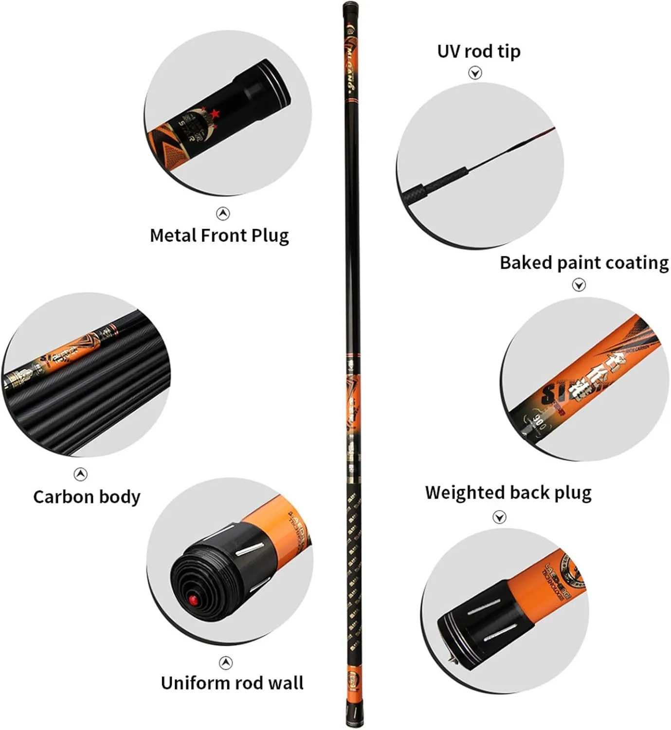Carbon Fiber Telescopic Fishing Rod Hand Pole Fishing Pole 8m 9m 10m 11m 12m 13m 14m 15m 16m for Oceans Rivers Lakes reservoirs Ponds and Other Waters