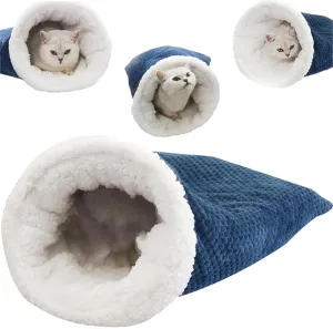 Cat Sleeping Bag, Sleeping Bag for Cats, Comfortable Pet Snuggle Sack for Cats (Blue, Large)