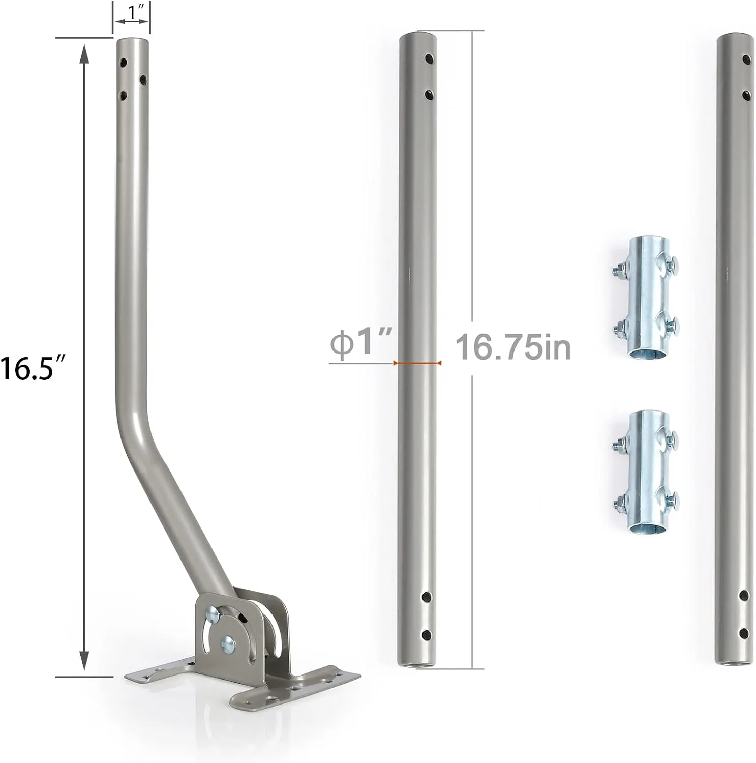 CeKay Outdoor Antenna/Weather Station Adjustable Mounting Pole with Extension Universal Mount Brackets - Easy Installation, Solid Structure, Weather Proof (1" Diameter, 49 1/2" Arm Length)