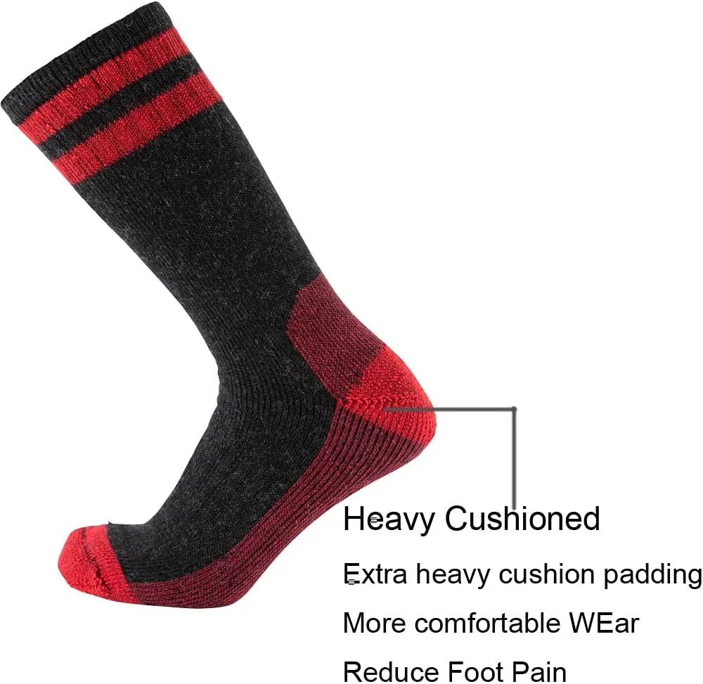 Cerebro Merino Wool Socks for Men, Cushioned Mid-calf Socks Moisture Wicking Men's Hiking Socks for Home, Trekking, Outdoors