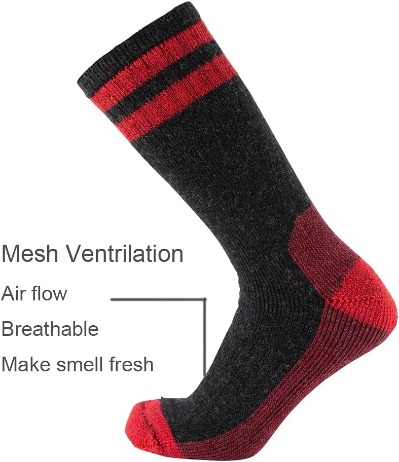 Cerebro Merino Wool Socks for Men, Cushioned Mid-calf Socks Moisture Wicking Men's Hiking Socks for Home, Trekking, Outdoors