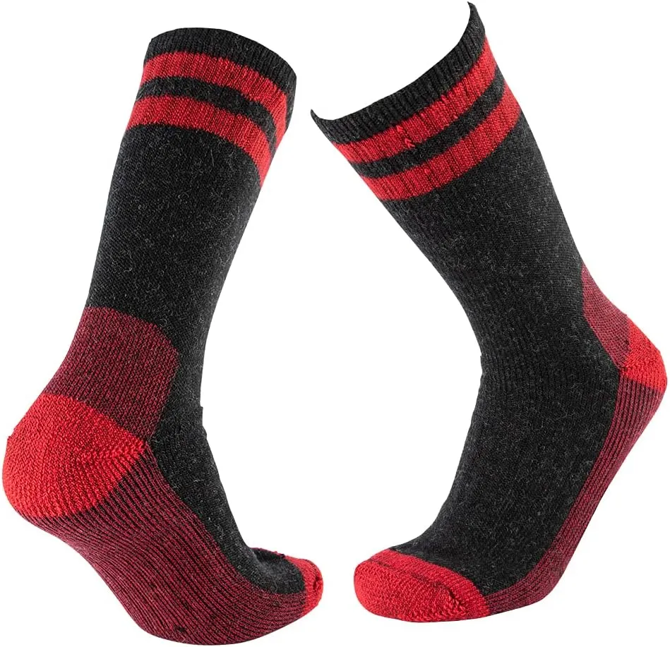 Cerebro Merino Wool Socks for Men, Cushioned Mid-calf Socks Moisture Wicking Men's Hiking Socks for Home, Trekking, Outdoors