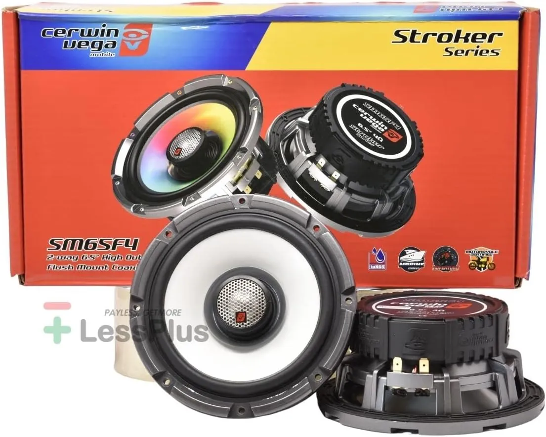 Cerwin Vega SM65F4 6.5″ 4Ω 450W Max / 100W RMS 2-Way Coaxial Speaker w/Flush Mount 1″ Titanium Dome Tweeter (Pair)