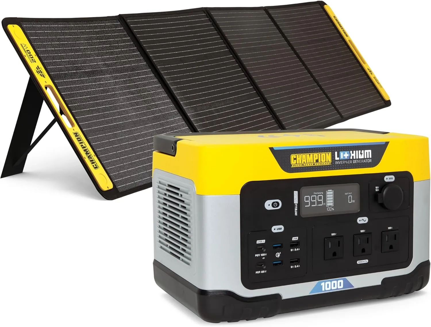 Champion Power Equipment 998-Wh Portable Solar Power Station and 200-Watt Solar Panel
