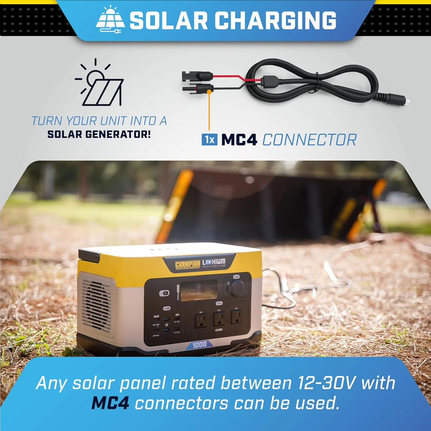 Champion Power Equipment 998-Wh Portable Solar Power Station and 200-Watt Solar Panel