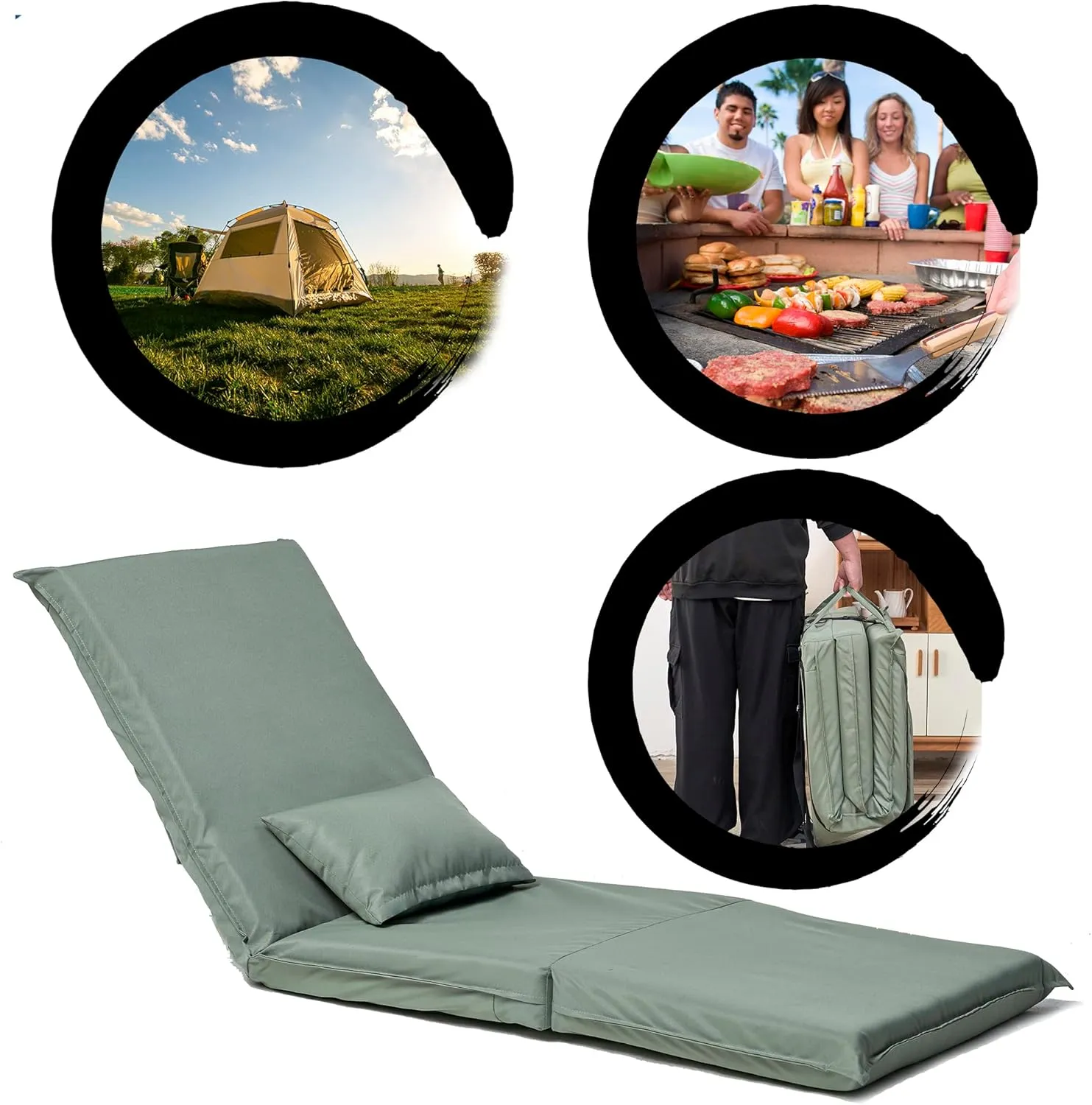 CHARMMA Foldable Portable Chair for Outdoor Travel, Picnic, BBQ,Camping Folding Adults with Carry Bag,Portable Chair for Outdoor Travel, Fourteen-Position Adjustable Recliner