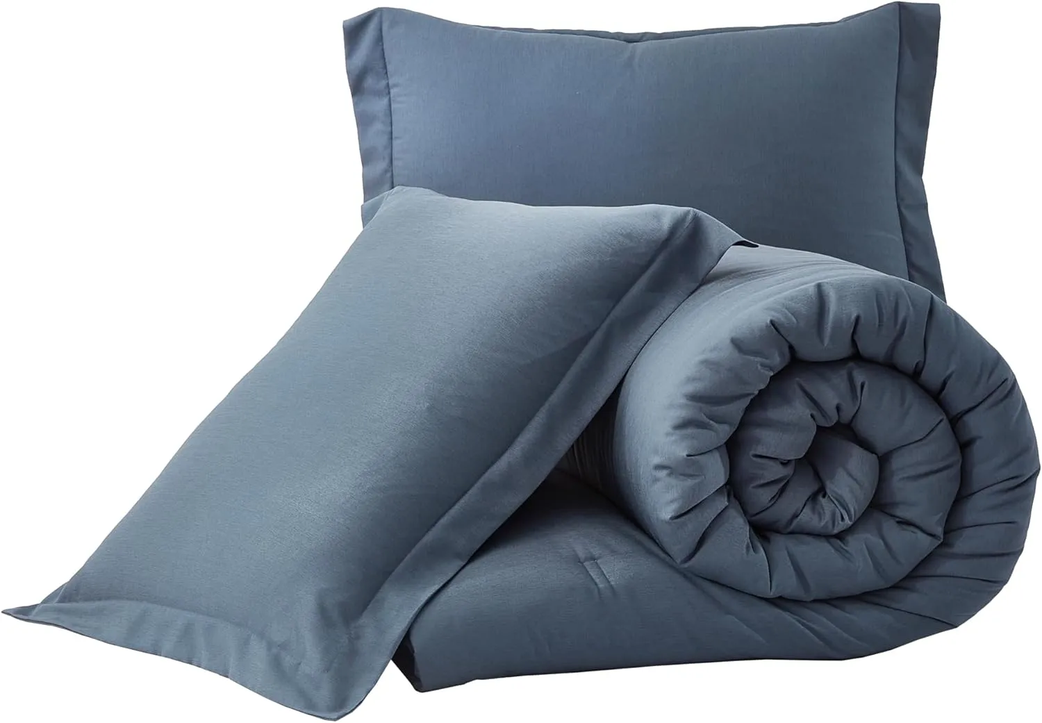 Chezmoi Collection Cliff 3-Piece Lightweight Cooling Comforter Set, Oversized King - Rayon Derived from Bamboo & Polyester Blended, Soft Breathable Bedding for Hot Sleepers, Steel Blue