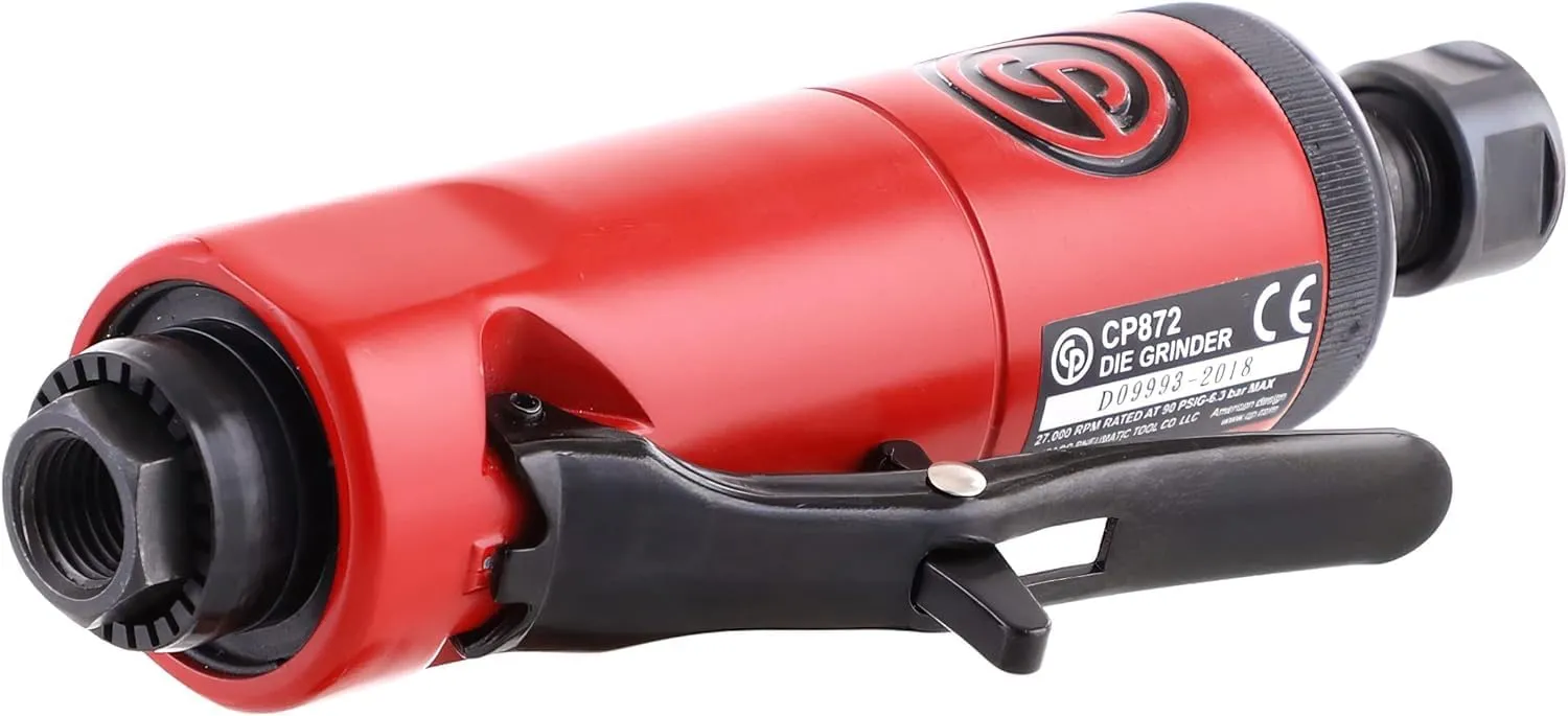 Chicago Pneumatic CP872 - Air Die Grinder Tool, Welder, Woodworking, Automotive Car Detailing, Stainless Steel Polisher, Heavy Duty, Straight, (6.4mm) - 1/4 Inch (6 mm), 0.63 HP / 470 W - 27000 RPM