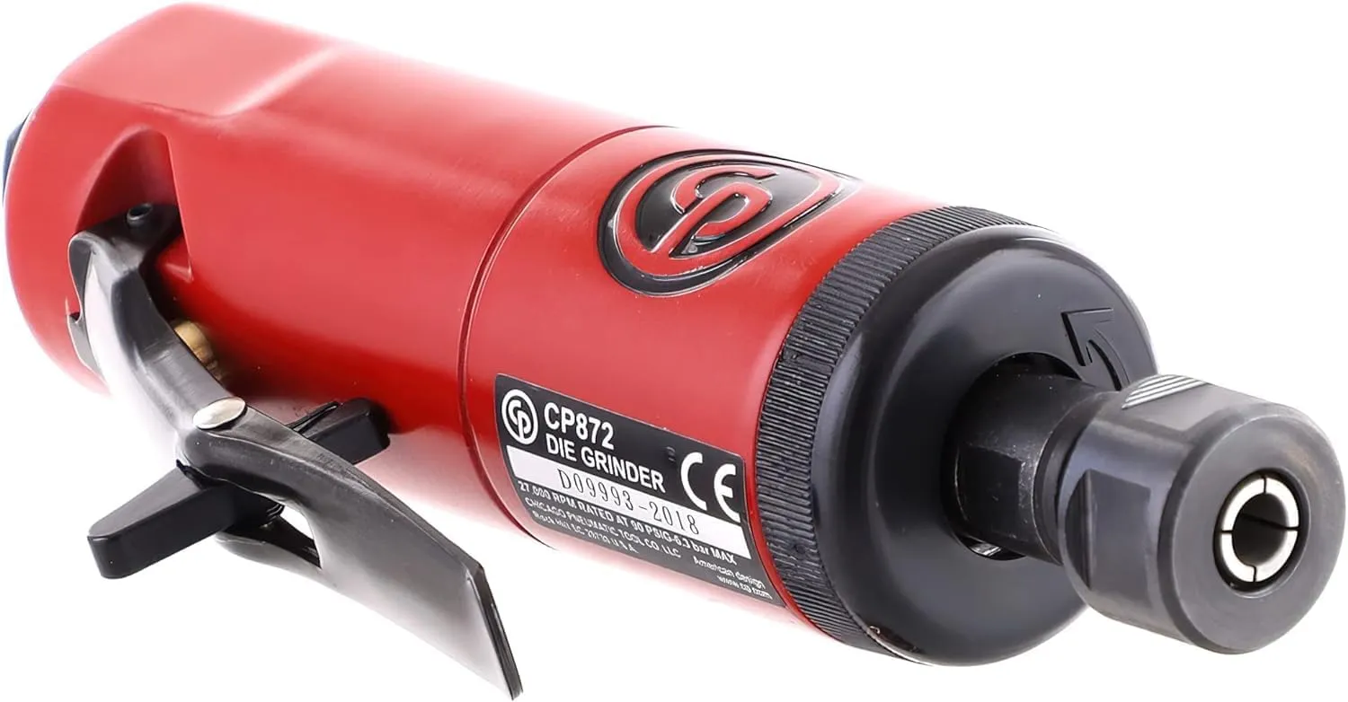 Chicago Pneumatic CP872 - Air Die Grinder Tool, Welder, Woodworking, Automotive Car Detailing, Stainless Steel Polisher, Heavy Duty, Straight, (6.4mm) - 1/4 Inch (6 mm), 0.63 HP / 470 W - 27000 RPM