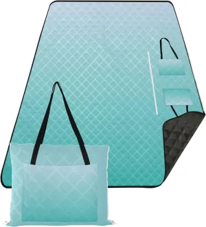 CHIFIGNO Elegant Blue Light Sea Green Gradient Beach Blankets Waterproof Sandproof Lawn Blanket for Grass Mat Picnic Supplies Foldable Mat 80" x 60"