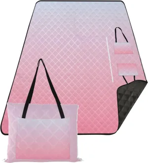 CHIFIGNO Elegant Blue Salmon Pink Gradient Beach Mat Sand Free Waterproof Outdoor Blanket Camping Mat Cute Picnic Blanket Mat Foldable 80" x 60"