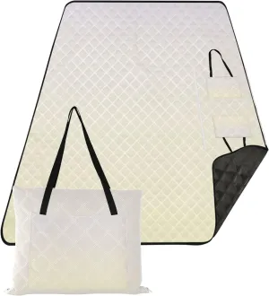 CHIFIGNO Magnolia Lemon Chiffon Gradient Cute Picnic Blankets Foldable Sandproof Beach Blanket Waterproof Outdoor Blankets for Grass 80" x 60"