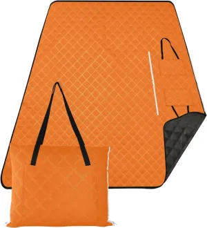 CHIFIGNO Orange Cute Picnic Mat Foldable Waterproof Beach Blanket Sandproof Outdoor Blanket for Grass 80" x 60"
