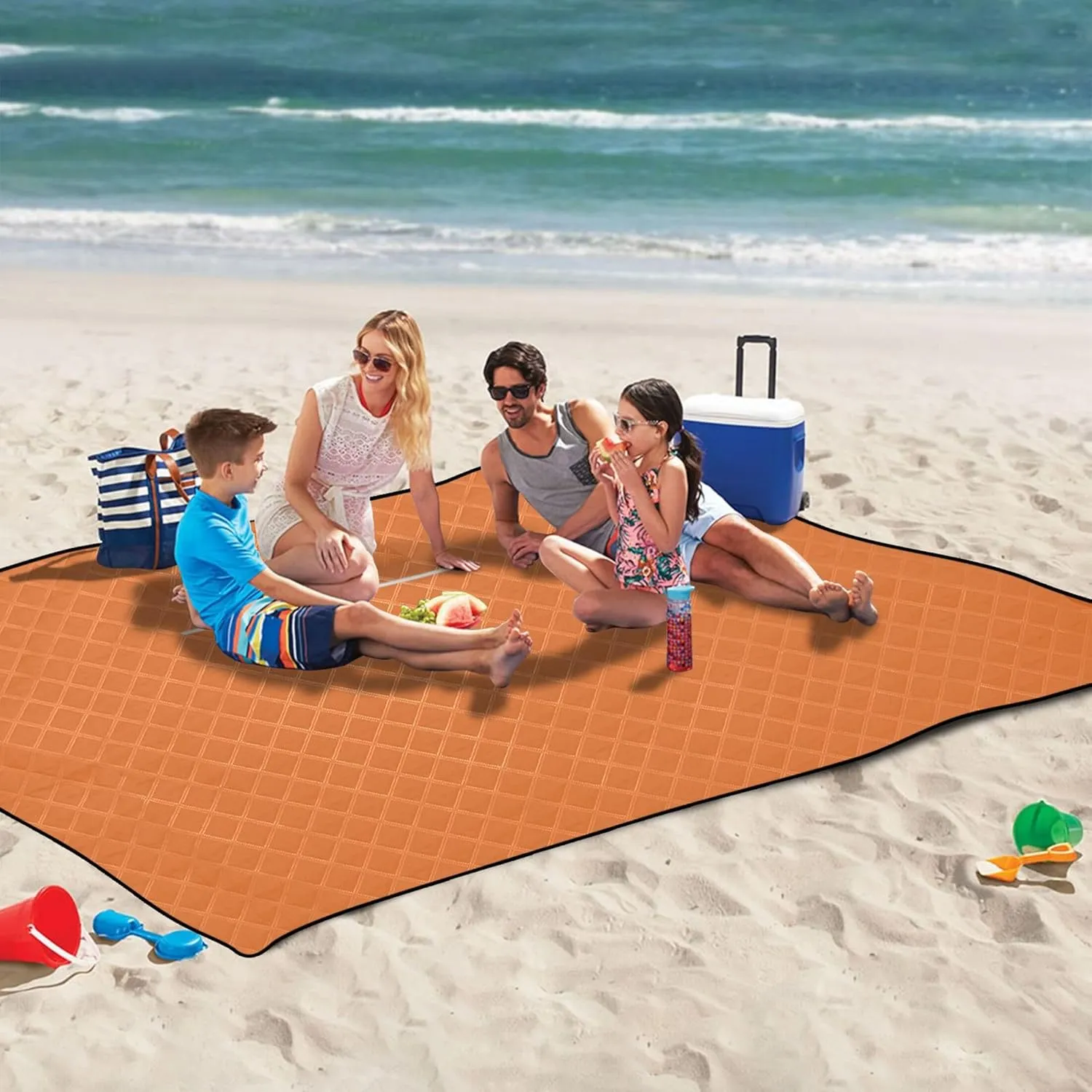 CHIFIGNO Tropical Orange Sand Blankets for Beach Sandproof Foldable Picnic Blankets Large Packable Camping Blanket 80" x 60"
