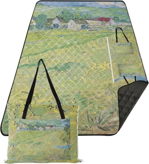 CHIFIGNO Vincent Vangogh Field Painting Cute Picnic Mat Foldable Sand Free Beach Blanket Waterproof Outdoor Blanket for Grass 80" x 60"
