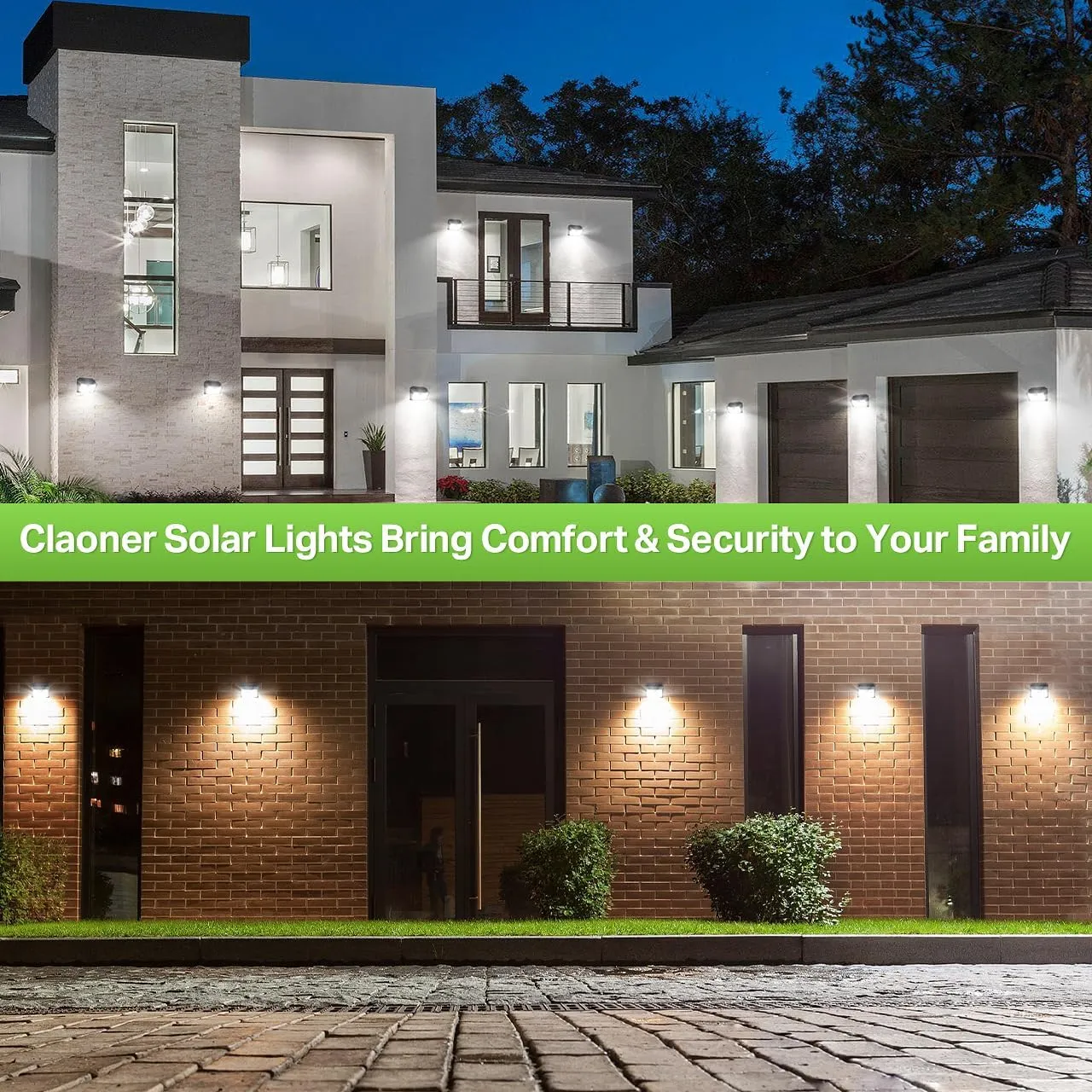 CLAONER Solar Lights Outdoor [𝟖 𝐏𝐚𝐜𝐤/126 LED], Wireless Motion Sensor Lights, IP65 Waterproof Security Lights 3 Modes, 270° Lighting Angle, Ultra-Bright Wall Lights for Deck Patio Fence Garage