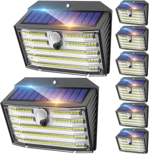 CLAONER Solar Lights Outdoor [𝟖 𝐏𝐚𝐜𝐤/126 LED], Wireless Motion Sensor Lights, IP65 Waterproof Security Lights 3 Modes, 270° Lighting Angle, Ultra-Bright Wall Lights for Deck Patio Fence Garage