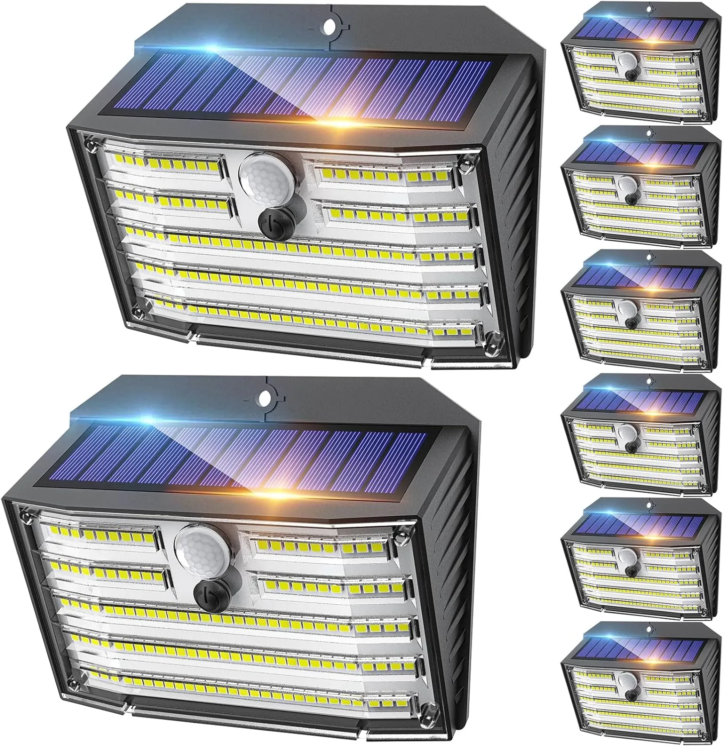 CLAONER Solar Lights Outdoor [𝟖 𝐏𝐚𝐜𝐤/126 LED], Wireless Motion Sensor Lights, IP65 Waterproof Security Lights 3 Modes, 270° Lighting Angle, Ultra-Bright Wall Lights for Deck Patio Fence Garage