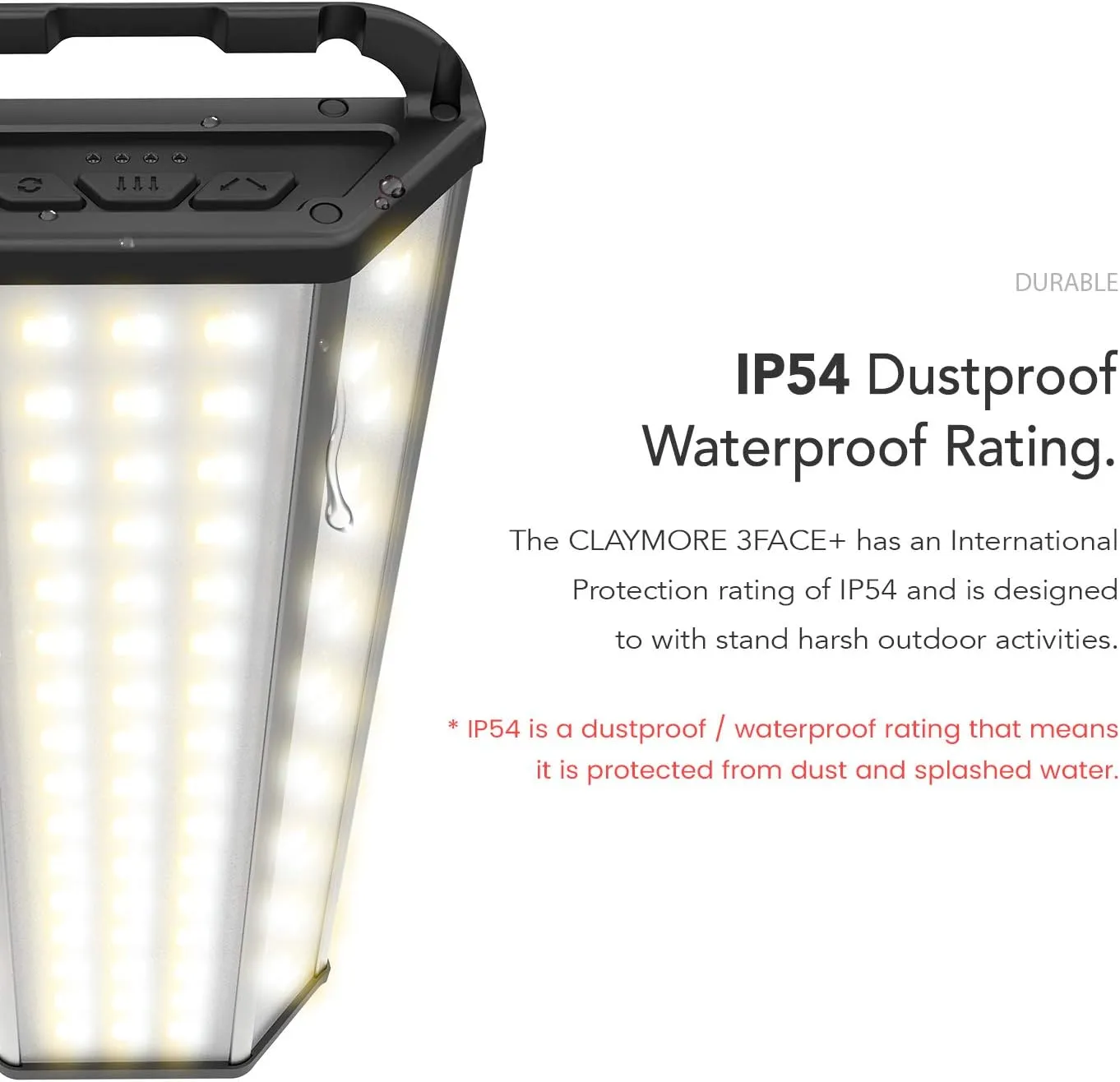 CLAYMORE 3 FACE  (Large) - Rechargeable LED Area Light for Outdoors, Camping, Tent, Work, Industrial, Emergency Use, Waterproof, Portable, Power Bank Function, Up to 78 Hours Battery Life