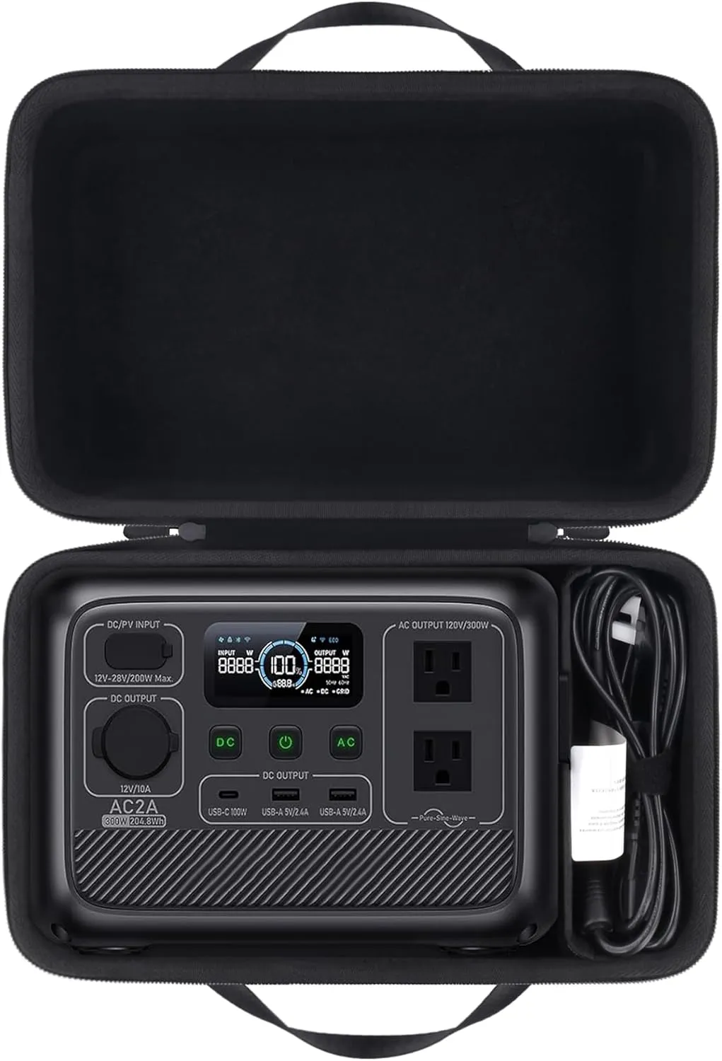 co2CREA Hard Travel Case Compatible with BLUETTI Portable Power Station AC2A, 204Wh LiFePO4 Battery Solar Generator (Case Only)