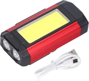 COB Magnetic Work Light, 2200 mAh USB Rechargeable Inspection Lamp Multifunction IP64 Aluminum Shell Flashlight for Outdoor Camping