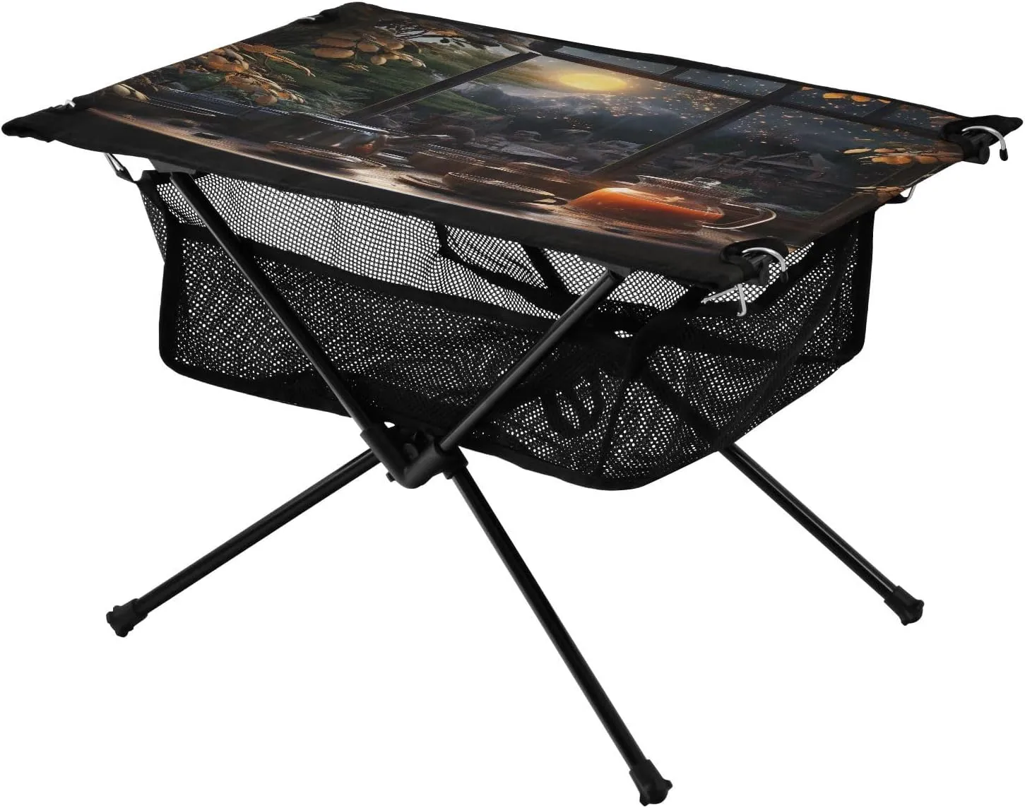 Coffee Pattern Portable Folding Camping Table, Compact Lightweight Beach Table with Carrying Bag for Outdoor Picnics, BBQs, Camp