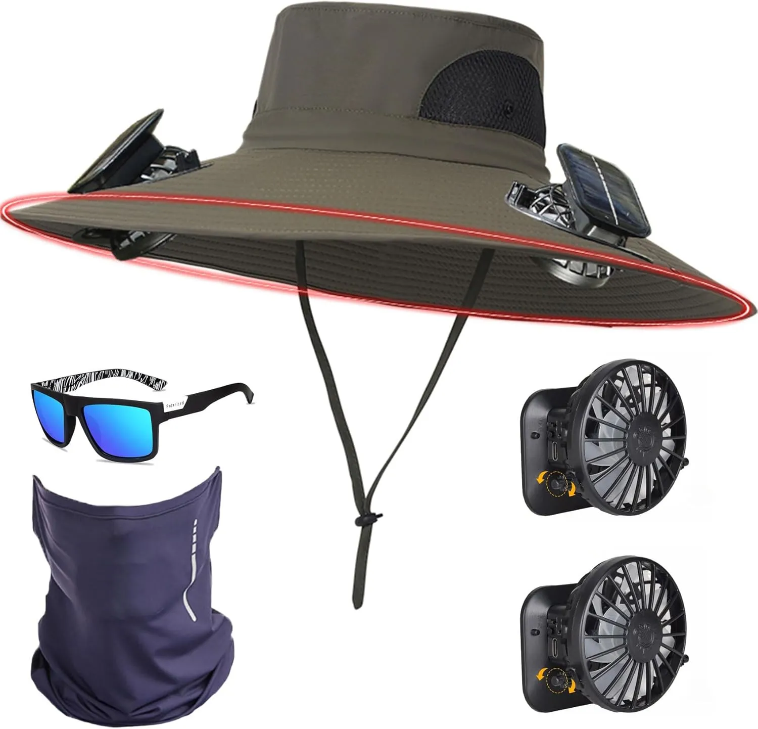 COLITT - Colitt Fishing hat,Colitt - Fishing Hat with Built in Fan,Wide Brim Solar Fan Outdoor Fishing hat-Solar & USB charg