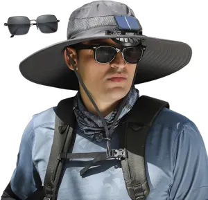 Colitt Fishing Hat with Built in Fan, 2025 New Ultralightwide Brim Solar Fan Outdoor Fishing Hat-Solar & USB Charging