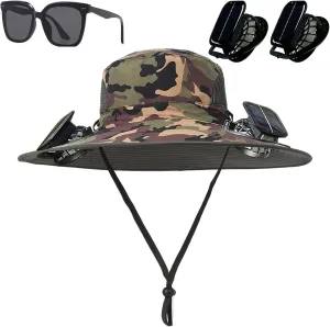 Colitt - Fishing Hat with Built in Fan, Accustomas Economicalk Solar Sun Hat Outdoor Adjustable Wide Brim Men Women UPF 50 