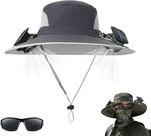 Colitt - Fishing Hat with Built in Fan, Hat with Fans Solar Power, Colitt Fishing Hat Wide-Brimmed Hats with Two Fans