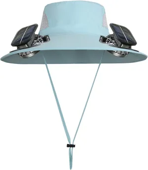 Colitt Fishing Hat with Fans, 2025 New Ultralight Solar Fan Sun Hat, Wide Brim Solar Fan Hat Outdoor Fishing UPF 50 