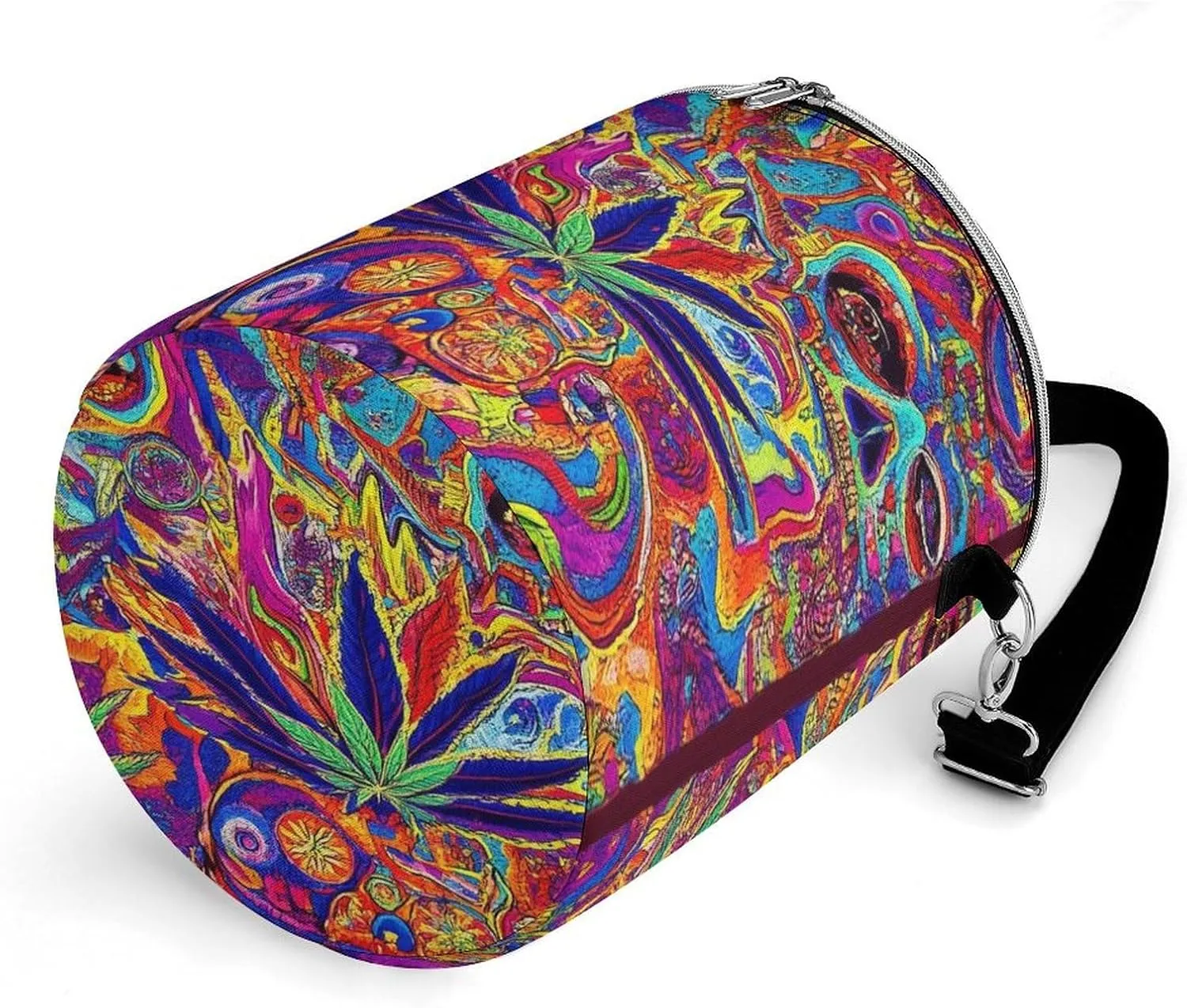Collapsible Colorful Skull Weed Leaf Trippy Art Lunch Backpack for Women, Large Capacity Cooler Bag for Camping Picnic Lunch Travel Outdoor Beach