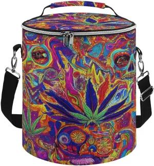 Collapsible Colorful Skull Weed Leaf Trippy Art Lunch Backpack for Women, Large Capacity Cooler Bag for Camping Picnic Lunch Travel Outdoor Beach