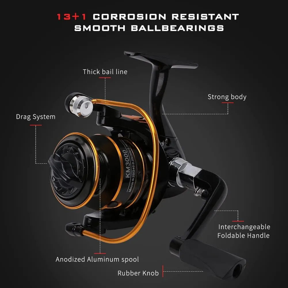 Collapsible Fishing Rod and Reel Combo, BalanZze Telescopic Fishing Rod with Spinning Reel, Portable Collapsible Fishing Pole Kit for Saltwater and Freshwater