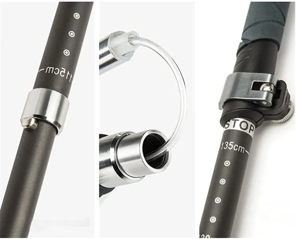 Collapsible Trekking Poles for Hiking, Carbon Fiber Trekking Sticks with Extra-Articular Lock Handle for Men and Women. (Color : Gray)
