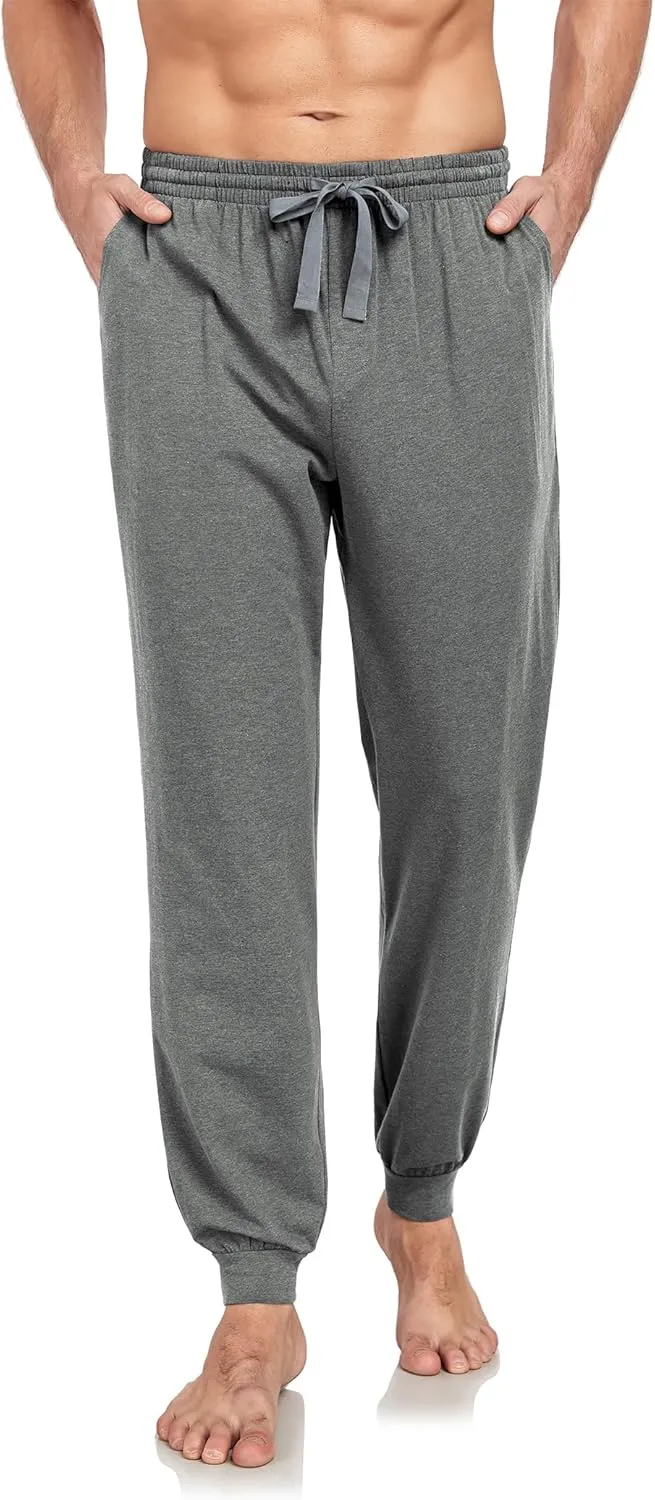 COLORFULLEAF Mens Cotton Pajama Pants Lightweight Jogger Pajama Bottoms Soft Lounge Pants with Pockets