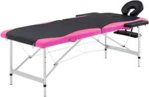 Comfortable and Adjustable 2-Zone Foldable Massage Table, Lightweight Aluminum Frame, Black and Pink Color