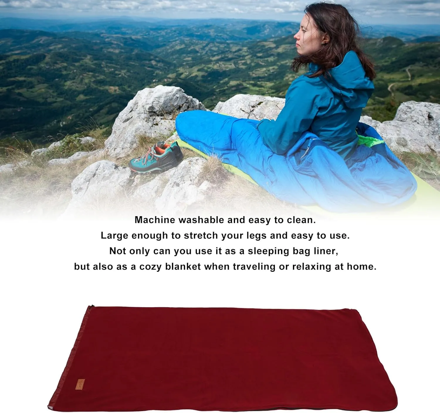 Comfortable Sleeping Bag Blanket, Ultra Thick Travel Blanket, Soft Outdoor Liner for Hiking, Camping, Backpacking, and Travel – Machine Washable and Lightweight