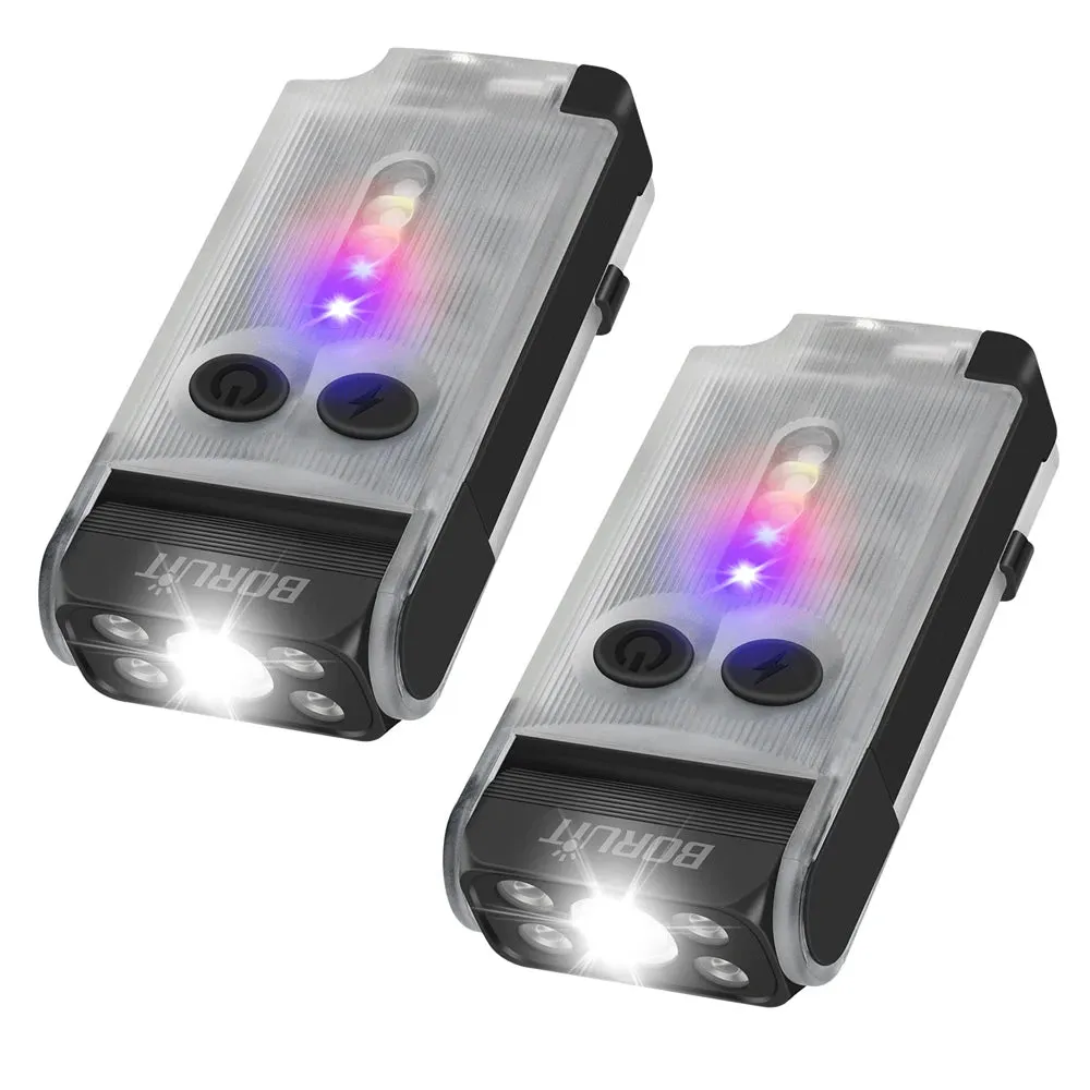Compact EDC LED UV Flashlight, Rechargeable Power Bank Work Light, Magnetic Clip, Buzzer, Camping Pocket Lantern