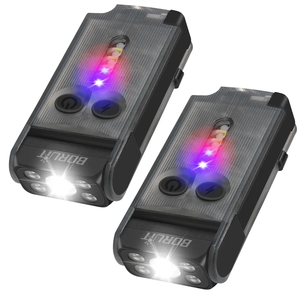 Compact EDC LED UV Flashlight, Rechargeable Power Bank Work Light, Magnetic Clip, Buzzer, Camping Pocket Lantern