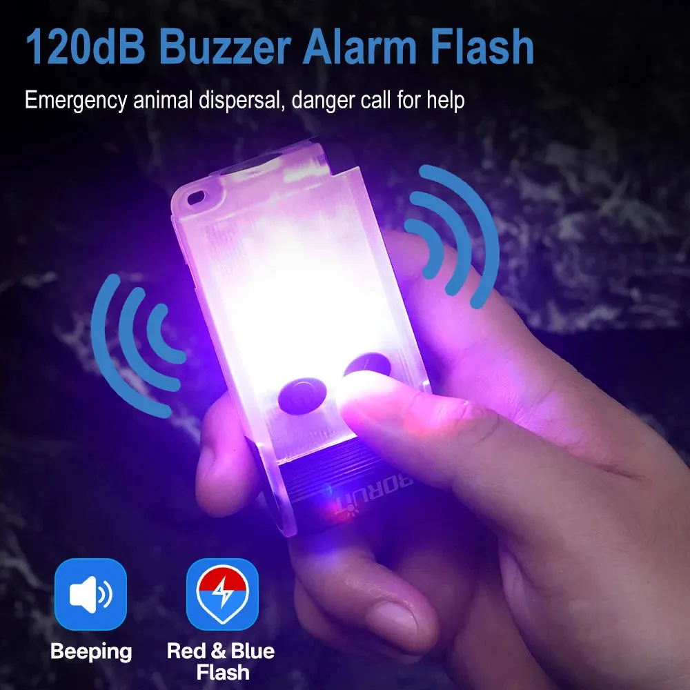 Compact EDC LED UV Flashlight, Rechargeable Power Bank Work Light, Magnetic Clip, Buzzer, Camping Pocket Lantern