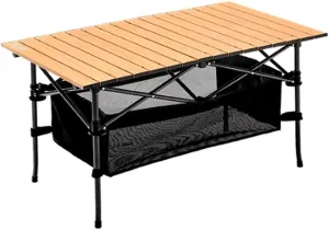 Compact Tables Outdoor Long Table Lightweight Foldable Fold Up Portable Camping Fishing Folding Table with Cup Aluminum Alloy Holders Folding Picnic Table (Color : Yellow)