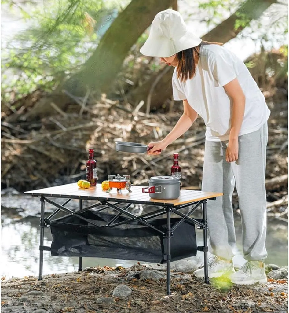 Compact Tables Outdoor Long Table Lightweight Foldable Fold Up Portable Camping Fishing Folding Table with Cup Aluminum Alloy Holders Folding Picnic Table (Color : Yellow)