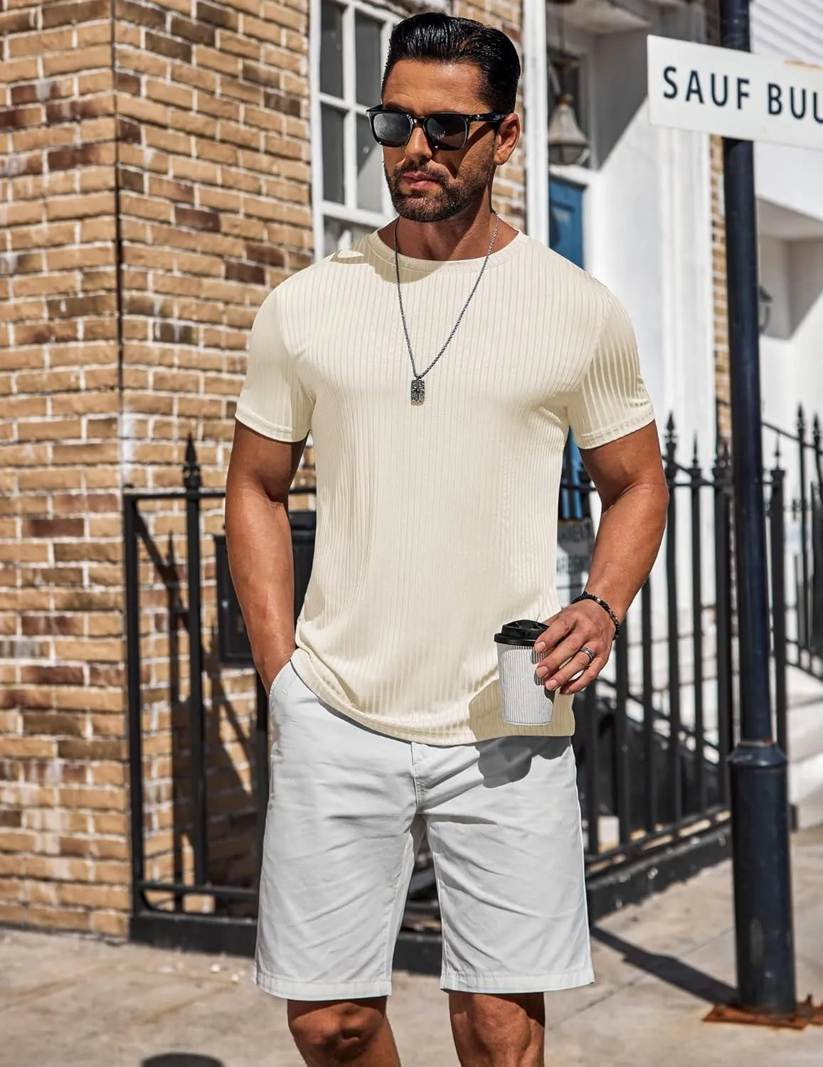 COOFANDY Mens T-Shirts Short Sleeve Plain Tshirts Casual Crew Neck Basic T Shirt Soft Cooling Fitted Stretch Tee Shirts