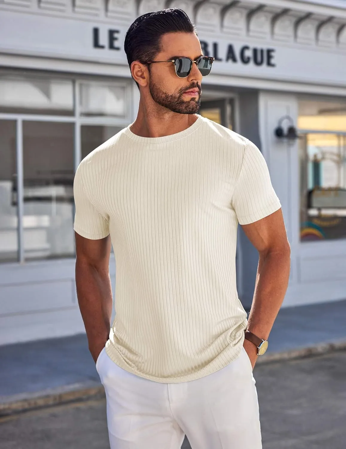 COOFANDY Mens T-Shirts Short Sleeve Plain Tshirts Casual Crew Neck Basic T Shirt Soft Cooling Fitted Stretch Tee Shirts