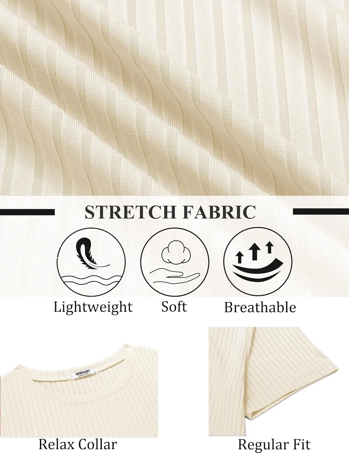 COOFANDY Mens T-Shirts Short Sleeve Plain Tshirts Casual Crew Neck Basic T Shirt Soft Cooling Fitted Stretch Tee Shirts