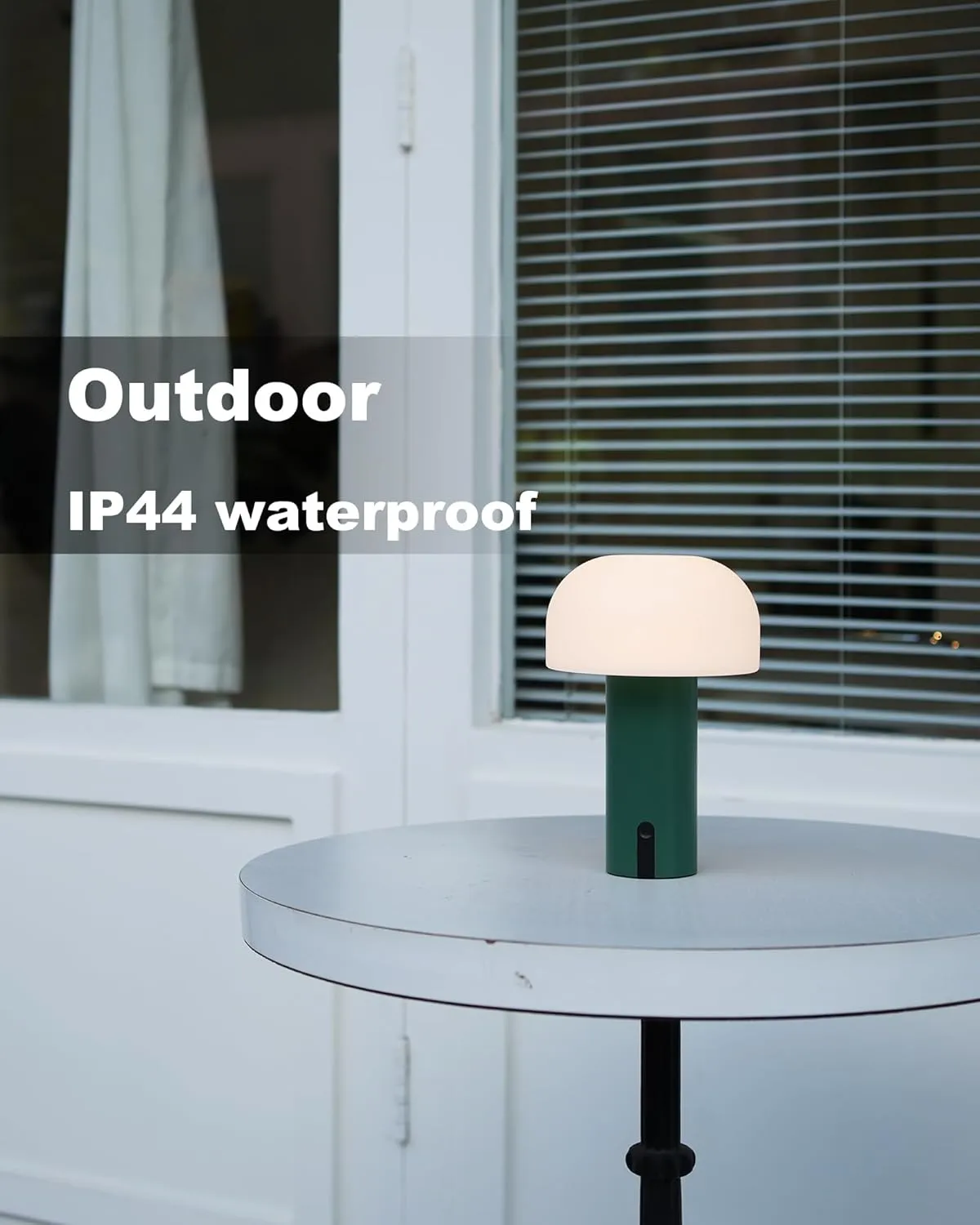 Cordless Mushroom Table Lamp, Waterproof Shower Lamp, Battery Operated Table Lamp Rechargeable, Touch Dimmable Night Light for Bedroom/Patio/Camping/Dinning/Outdoor (Green)