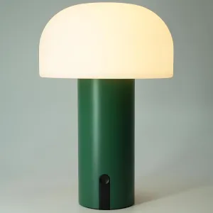 Cordless Mushroom Table Lamp, Waterproof Shower Lamp, Battery Operated Table Lamp Rechargeable, Touch Dimmable Night Light for Bedroom/Patio/Camping/Dinning/Outdoor (Green)